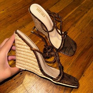 Miss Lola Ankle Wrap Wedge Heels